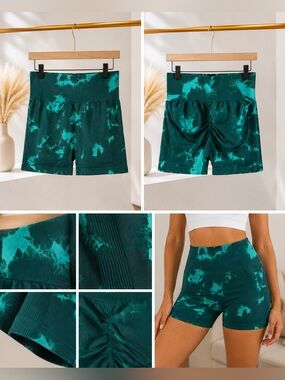 High-Rise Teal Tie-Dye Women’s Bike Shorts